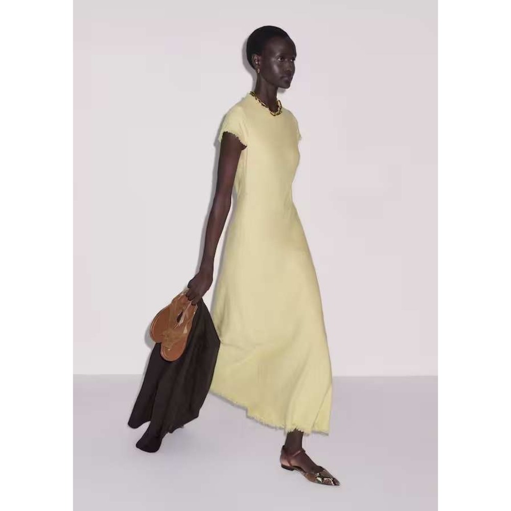 ME+EM Bias Cut AM-PM Maxi Dress Dusted Lemon Yellow Size 10 New With Tags